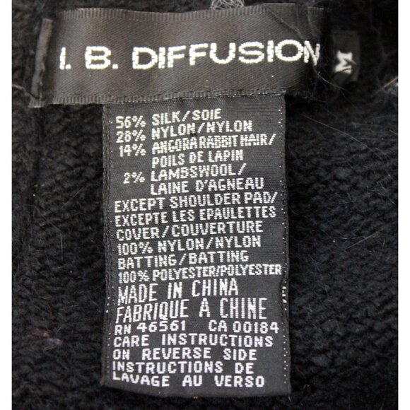 I.B. Diffusion Black Sweater Women Medium Flower Sequin Short Sleeve Silk Angora - Picture 5 of 6